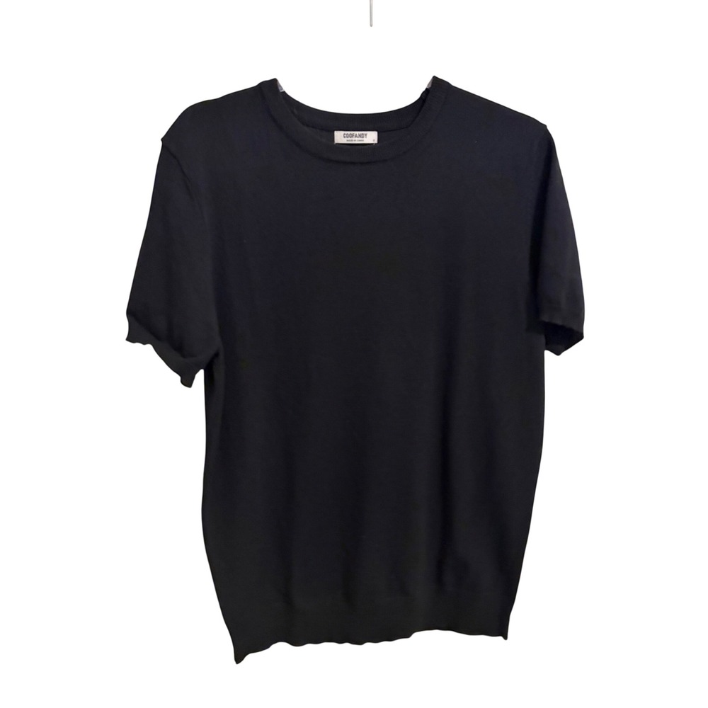 Men's Black Knit Sweater Tee Minimalist Quiet Luxury Old Money Size S - Picture 2 of 7